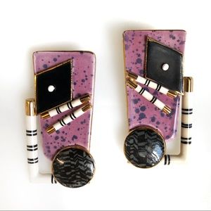 Vintage Jewelry - ❌SOLD❌ Vintage 80s Deco Modern Porcelain Earrings Vintage Jewelry - ❌SOLD❌ Vintage 80s Deco Modern Porcelain Earrings